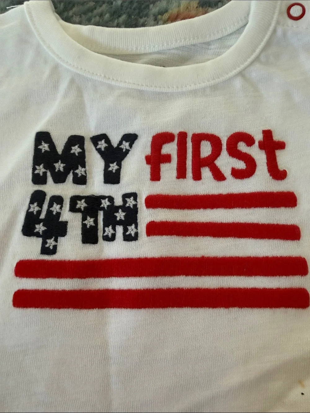 Brand New Brand New Gymboree White Baby Onesie with Red & Navy 'My First' Flag G
